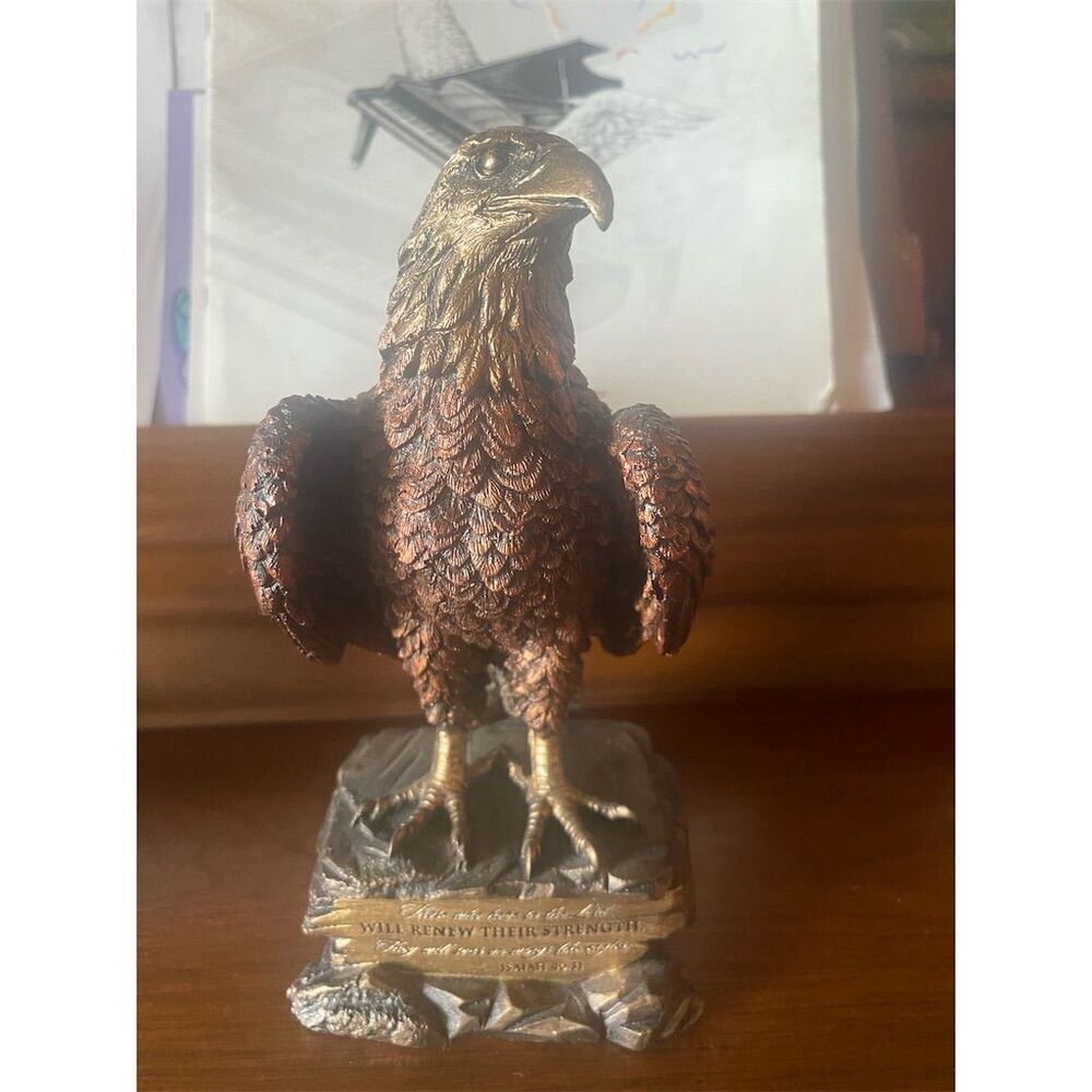 Majestic Eagle Sculpture Wildlife Patriotic Decor 20" Brown Realistic Art